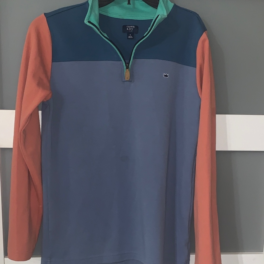 Crown & Ivy Colorblock Sweater - Blue, Coral, Teal